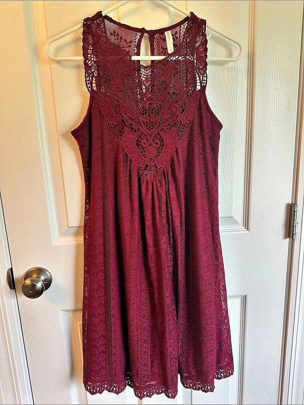 Burgundy Lace Midi Dress Like New